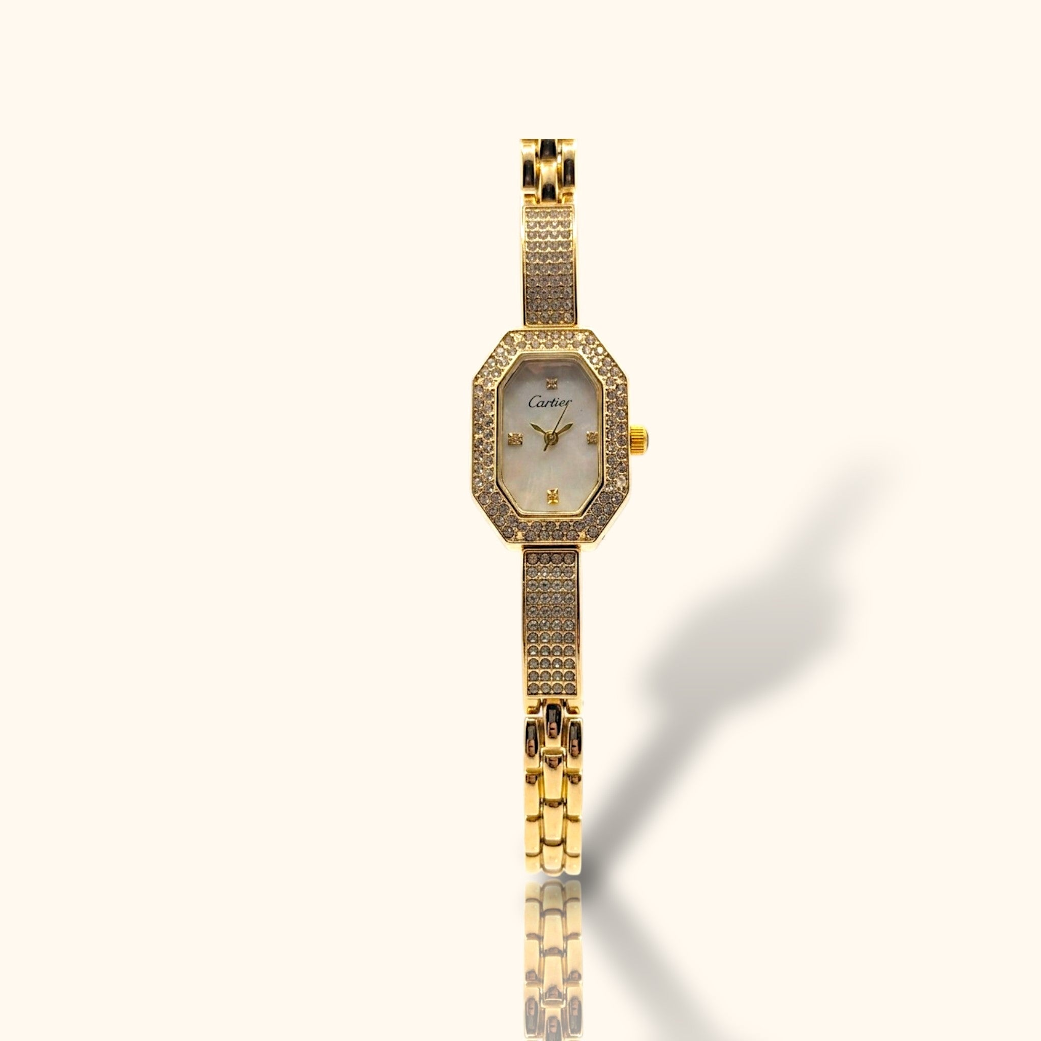 Cartier Inspired Royal Gold Octagon – Crystal Studded Luxury Jewelry Watch