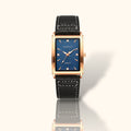 Midnight Blue Excellence: Rose Gold & Black Leather Watch