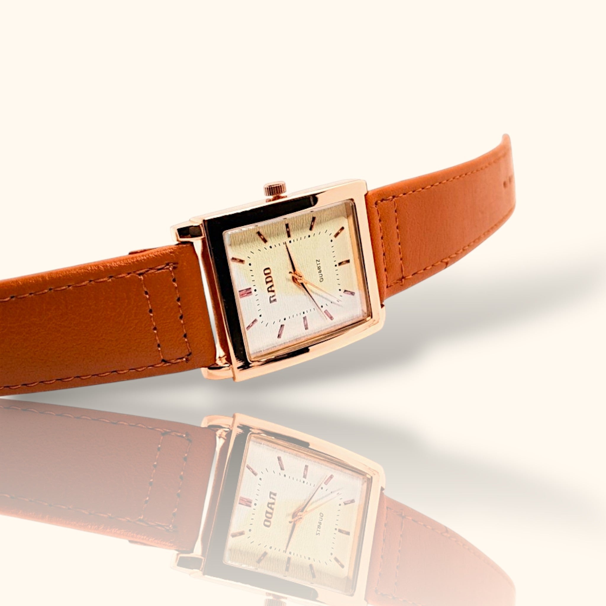 Sophisticated Heritage: Rose Gold & Mustard Leather Watch