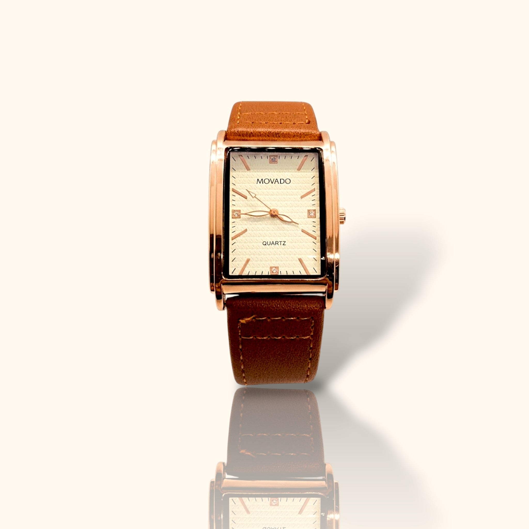 Classic Vintage: Brown Leather Rectangular Watch