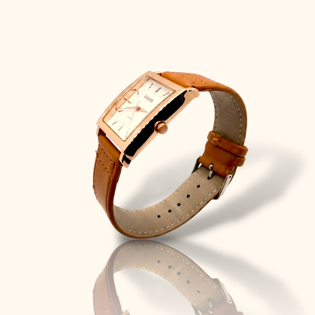 Sophisticated Heritage: Rose Gold & Mustard Leather Watch