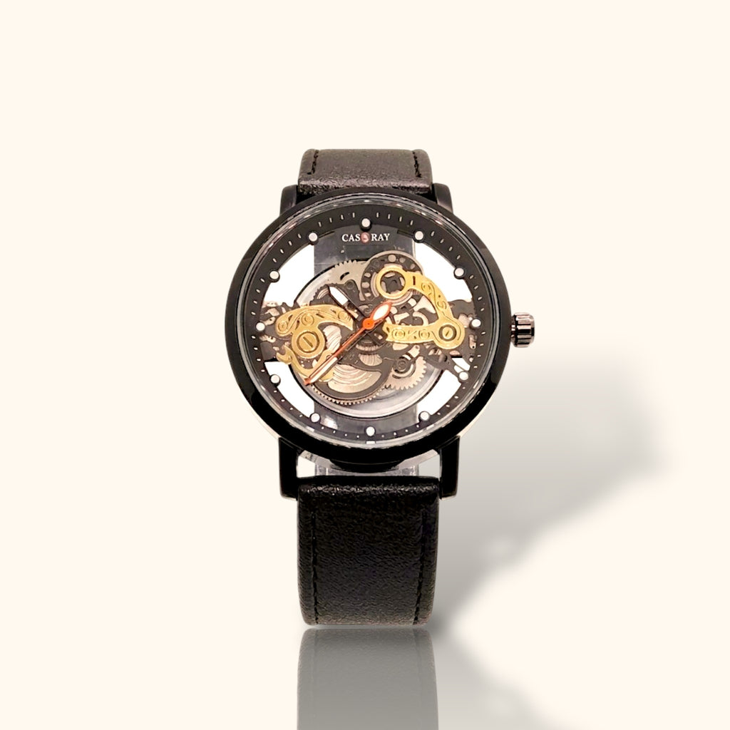 Casray "Gilded Engine" Skeleton Watch – Modern Industrial Aesthetic