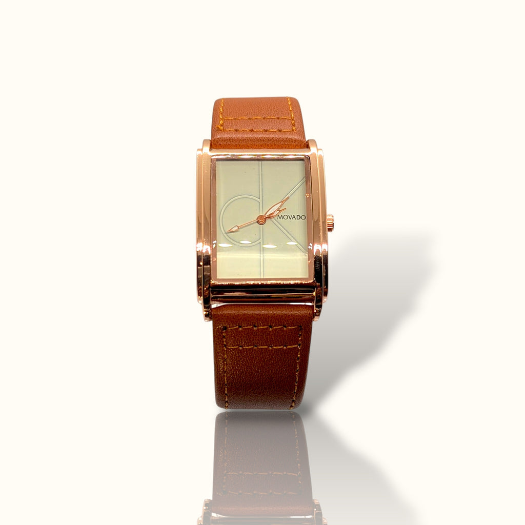 Modern Minimalist: Rose Gold & Tan Leather Watch