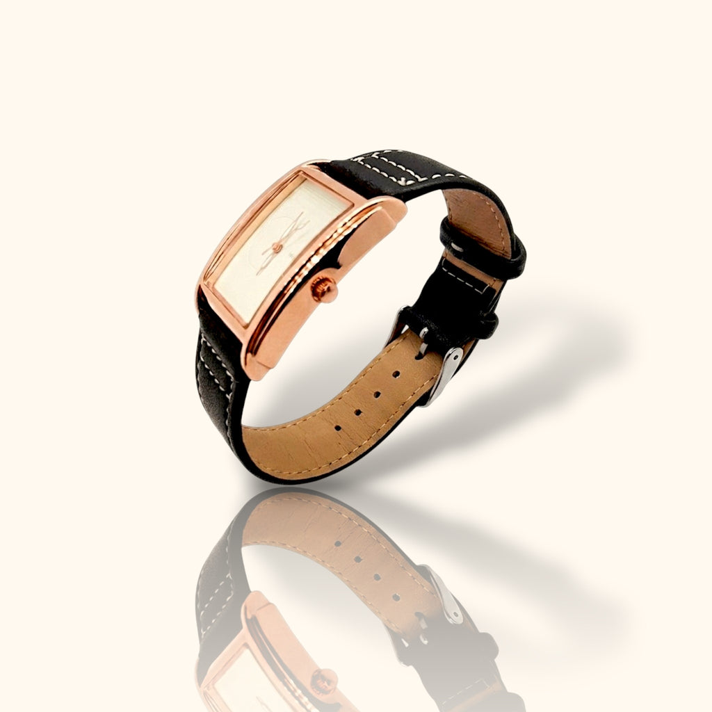 Timeless Elegance: Rose Gold Rectangular Watch