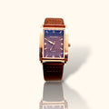 Premium Square Rose Gold Watch with Brown Leather Strap