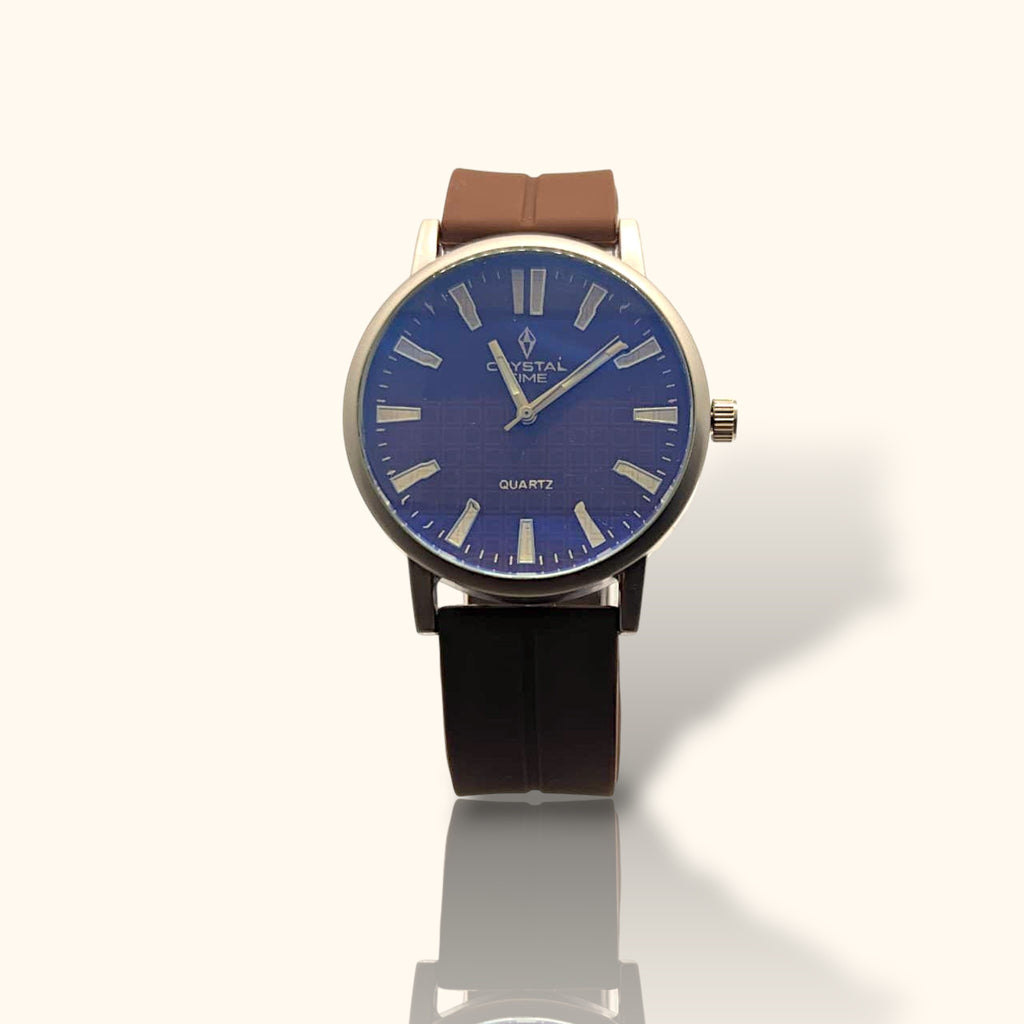 Crystal Time – Deep Brown Dial Men’s Watch with Premium Silicone Strap