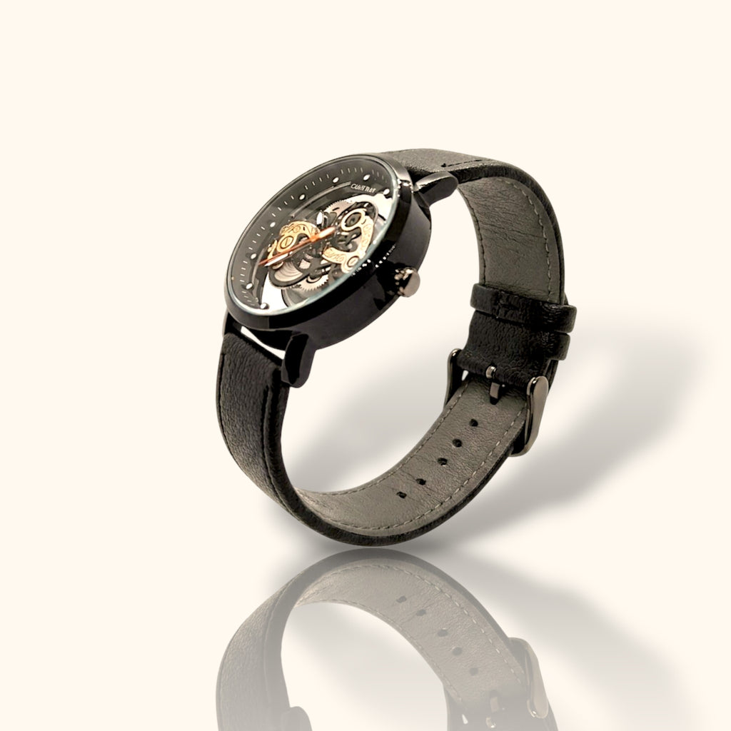 Casray "Gilded Engine" Skeleton Watch – Modern Industrial Aesthetic