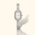Cartier Inspired Octagon Crystal Shimmer – Silver Jewelry Watch for Women