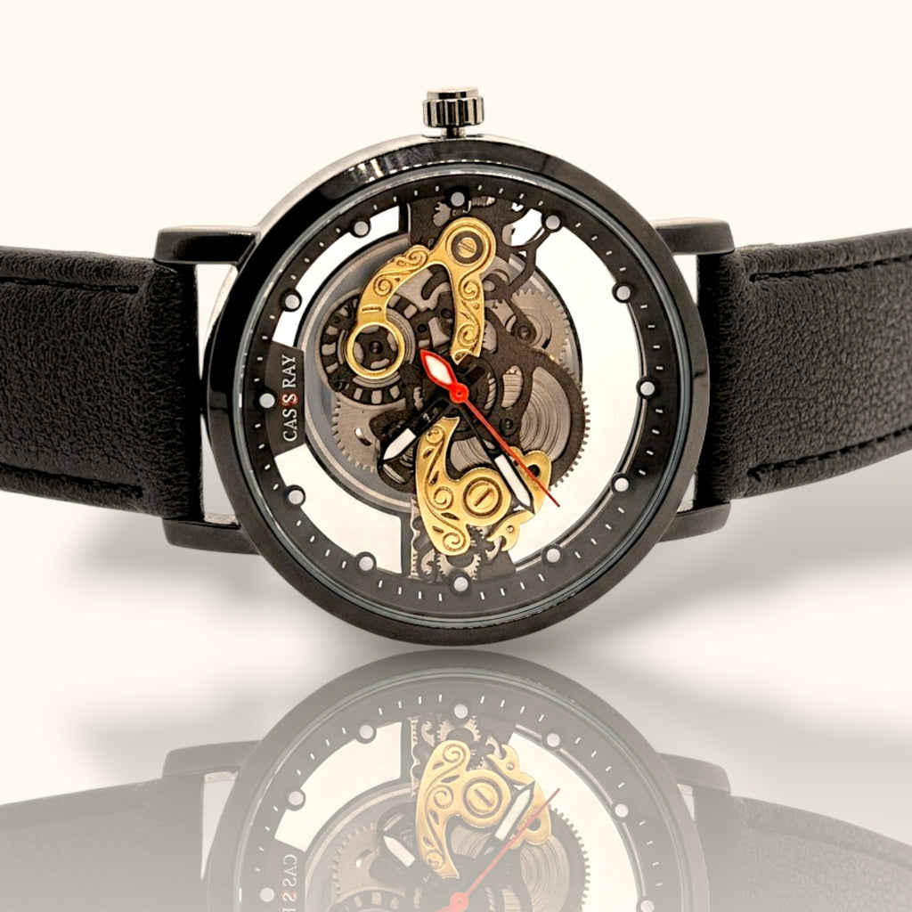 Casray "Gilded Engine" Skeleton Watch – Modern Industrial Aesthetic