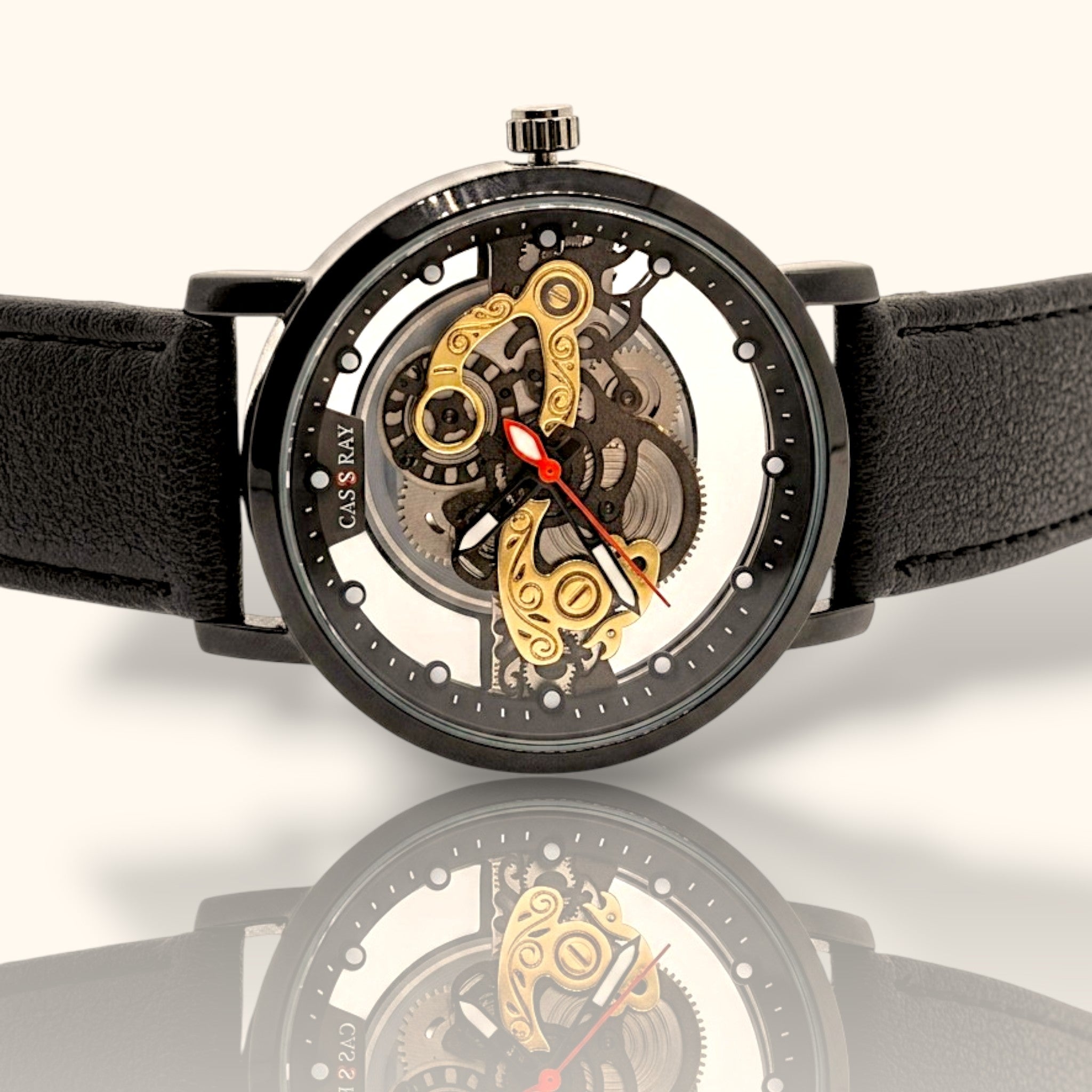 Casray "Gilded Engine" Skeleton Watch – Modern Industrial Aesthetic